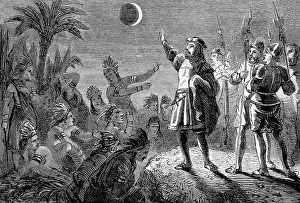 Prints of Image taken from page 273 of 'The Romance of Spanish History with Illustrations' by John Stevens Cabot Abbott, 1869 : Christopher Columbus and the Lunar Eclipse, 1504