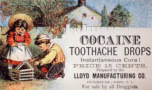 Vintage and antique advertisements, trading cards: Cocaine Toothache Drops, Vintage Medical Advertisement