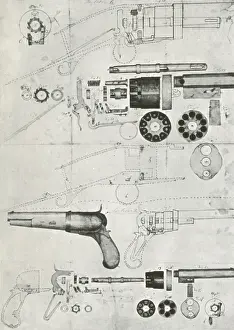 Revolver Prints: Colt Pistol, US Patent Diagram
