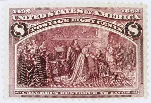 Court Prints: Columbus Restored to Favor, US Postage Stamp, 1893