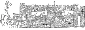 Roman Prints: Constantinople, Procession at City Gate, 14th Century