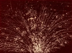 Track Prints: Cosmic Ray Tracks, Bubble Chamber Event