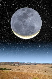 Outer Prints: Crescent Moon and Earthshine