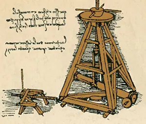 Middles Prints: Da Vinci Invention, Lifting Machine