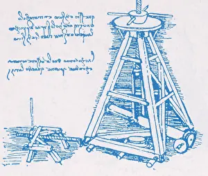 Middles Prints: Da Vinci Invention, Lifting Machine