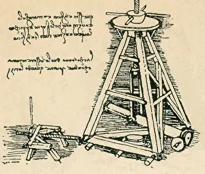 Technology Prints: Da Vinci Invention, Lifting Machine