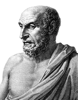 Ancient Prints: Democritus, Ancient Greek Polymath