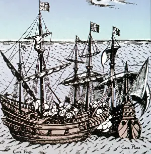 Drake's Golden Hind Captures Cacafuego, 1579