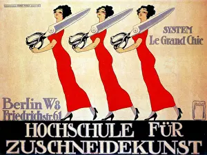 School Prints: Dressmaking College Poster, Ernst Deutsch, 1911, German Vintage Advertisement
