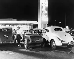 Prints of Customers at a Bob's Big Boy drive-in restaurant History Prints: Drive-In Restaurant