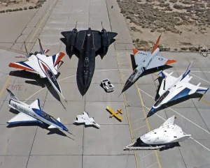 Prints of Dryden 1997 Research Aircraft Fleet on Ramp - X-31, F-15, SR-71, F-106, F-16XL Ship #2, X-38, Radio Controlled Mothership, and X-36 : Dryden Research Aircraft Fleet, NASA, 1997
