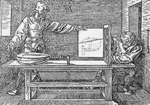 Perspective Prints: Durer's Perspective Drawing of a Lute