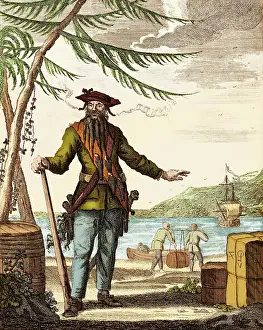 Buccaneer Prints: Edward Teach AKA Blackbeard, English Pirate