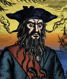 Buccaneer Prints: Edward Teach AKA Blackbeard, English Pirate
