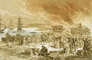 Colonial Prints: Embarkation of the Acadians, 1755