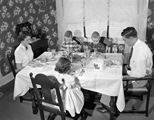 Religious Prints: Family saying grace, c.1950s