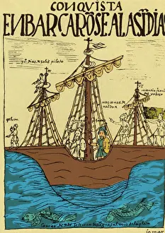 Codex Prints: Francisco Pizarro en Route to Peru, 16th Century