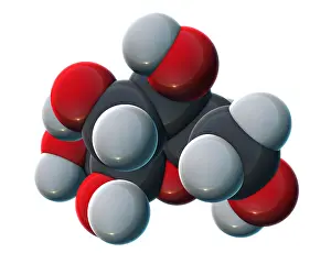 Atomic Prints: Fructose, Molecular Model