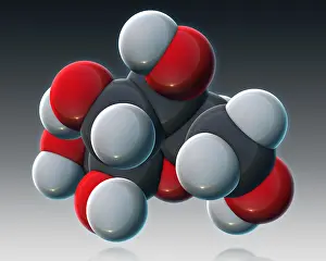 Atomic Prints: Fructose, Molecular Model