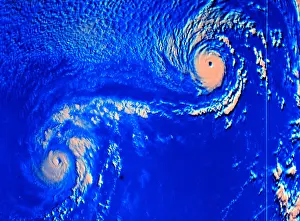 Strong Prints: Fujiwhara Effect, Typhoons Ione and Kristen, 1974