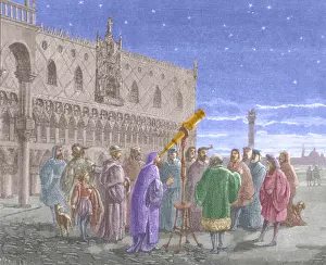 Telescope Prints: Galileo Galilei Demonstrating His Telescope, 1609