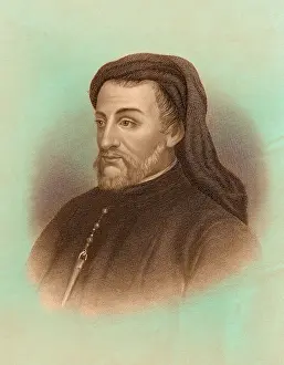 14th Prints: Geoffrey Chaucer, English Poet