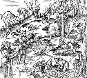 Divination Prints: Georgius Agricola, De Re Metallica, Divining Rods, 16th Century