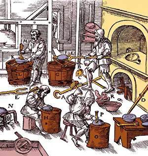 Workshop Prints: Georgius Agricola, De Re Metallica, Metallurgy Workshop, 16th Century