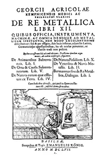 Title Prints: Georgius Agricola, De Re Metallica, Title Page, 16th Century