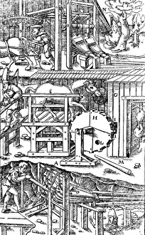 Metallurgy Prints: Georgius Agricola, De Re Metallica, Ventilation of Mines, 16th Century