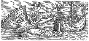 Monster Prints: Gessner, Aspidochelone, Legendary Sea Monster