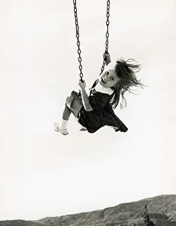 Vintage Nostalgia Prints: Girl on Swing
