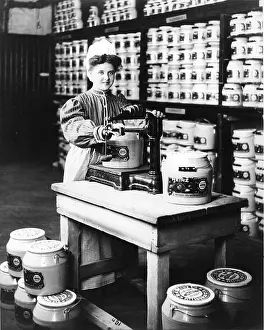 1900 Prints: Girl Weighing Preserves, Heinz Company