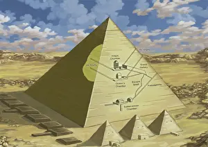 Giza Prints: Great Pyramid of Giza, Cutaway View, Illustration