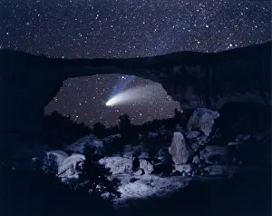 : Hale-bopp Comet Seen Through Owochamo Natural Bridge, Arches National Park