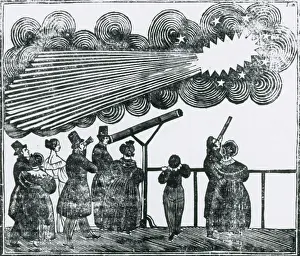 Woodcut Prints: Halley's Comet, 1835