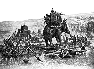 Tactician Prints: Hannibal's War Elephants Cross Rhone, Second Punic War