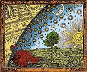 Prints of A Flammarion wood engraving by an unknown artist that first appeared in Camille Flammarion's L'atmosphere: meteorologie populaire (1888) History Prints: Where Heaven and Earth Meet, 1888