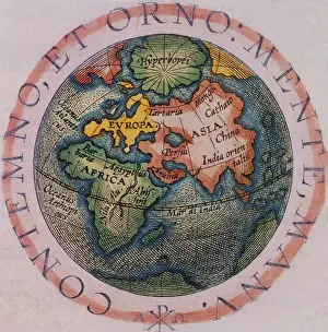 Cartography Prints: Hemispherical World Map, 1601