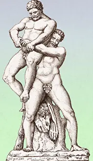 Myth & Folklore Prints: Hercules and Antaeus