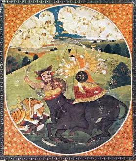 Hinduism Prints: Hindu Goddess Durga Fights Mahishasur