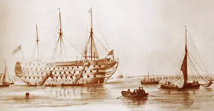 Watercolours Prints: HMS Excellent, Gunnery Training Ship