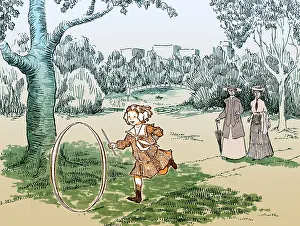 Vintage Nostalgia Prints: Hoop Rolling, 1904