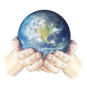 Concept Prints: Illustration of Earth being held