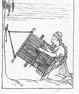 Codex Prints: Incan Woman Weaving, 17th Century Codex