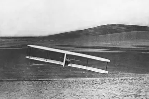 : Inflight Turn With Wright Glider, Kitty Hawk, Aviation History