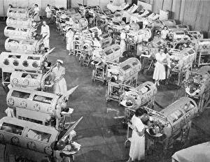 Hospital Prints: Iron Lungs, Polio Victims, 1950s