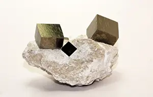 Geologic Prints: Iron pyrite cubic crystals in matrix