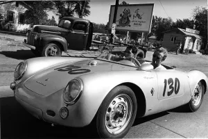 Actor Prints: James Dean in 1955 in his Porsche Spyder