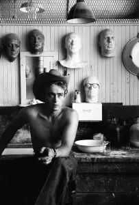 Misc Prints: James Dean, Actor Shirtless and Wearing a Cowboy Hat, 1955